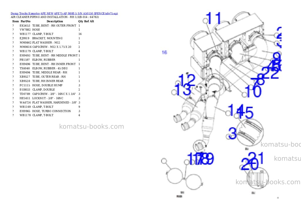 Komatsu AFE75-AP 980E-5 S/N A50150 SPENCE Parts catalog cover Page 7 Komatsu AFE75-AP 980E-5 S/N A50150 SPENCE Parts catalog cover Page 7