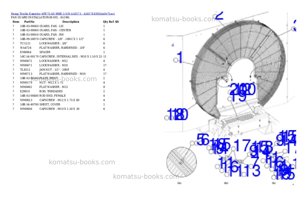 Komatsu AFE75-AS 980E-5 S/N A50173 - A50174 KHSA Parts catalog cover Page 2 Komatsu AFE75-AS 980E-5 S/N A50173 - A50174 KHSA Parts catalog cover Page 2