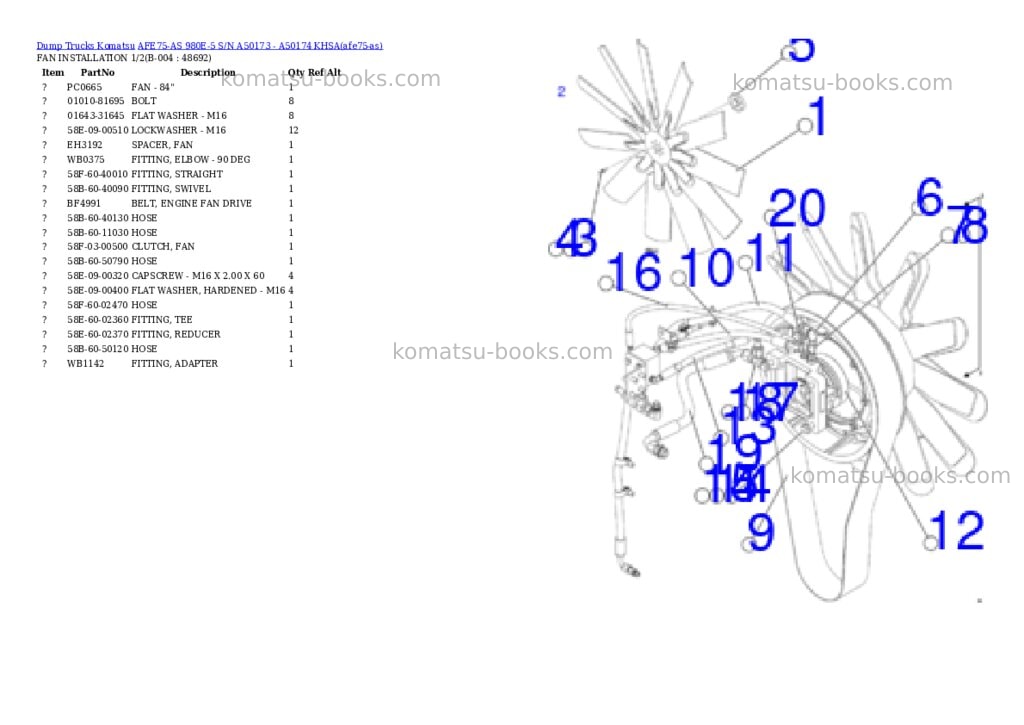 Komatsu AFE75-AS 980E-5 S/N A50173 - A50174 KHSA Parts catalog cover Page 3 Komatsu AFE75-AS 980E-5 S/N A50173 - A50174 KHSA Parts catalog cover Page 3