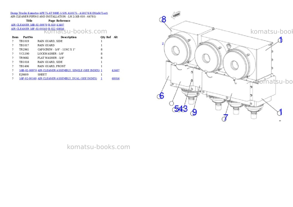Komatsu AFE75-AT 980E-5 S/N A50175 - A50176 KCH Parts catalog cover Page 2 Komatsu AFE75-AT 980E-5 S/N A50175 - A50176 KCH Parts catalog cover Page 2