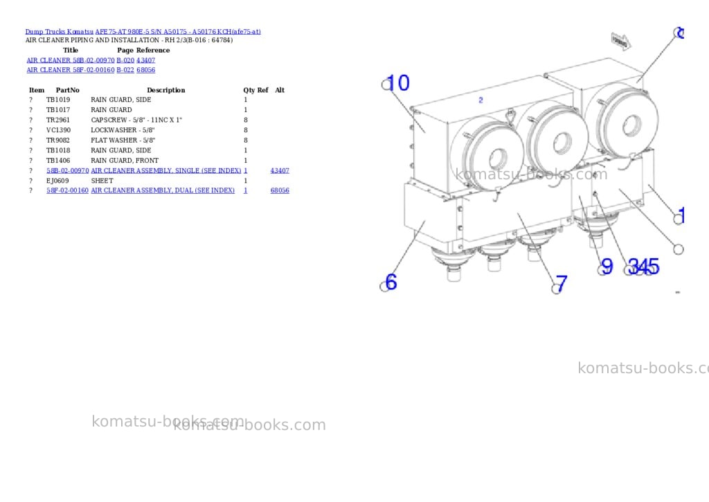 Komatsu AFE75-AT 980E-5 S/N A50175 - A50176 KCH Parts catalog cover Page 5 Komatsu AFE75-AT 980E-5 S/N A50175 - A50176 KCH Parts catalog cover Page 5