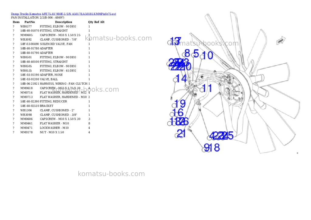 Komatsu AFE75-AV 980E-5 S/N A50178,A50185 KMMP Parts catalog cover Page 3