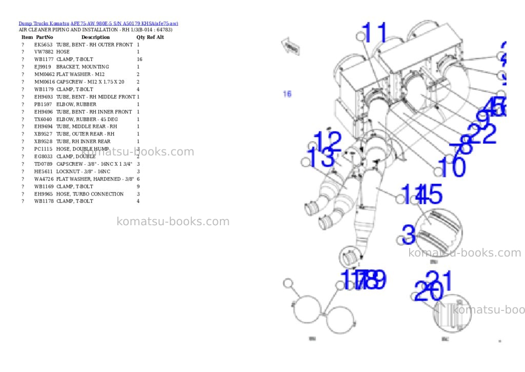 Komatsu AFE75-AW 980E-5 S/N A50179 KHSA Parts catalog cover Page 8 Komatsu AFE75-AW 980E-5 S/N A50179 KHSA Parts catalog cover Page 8