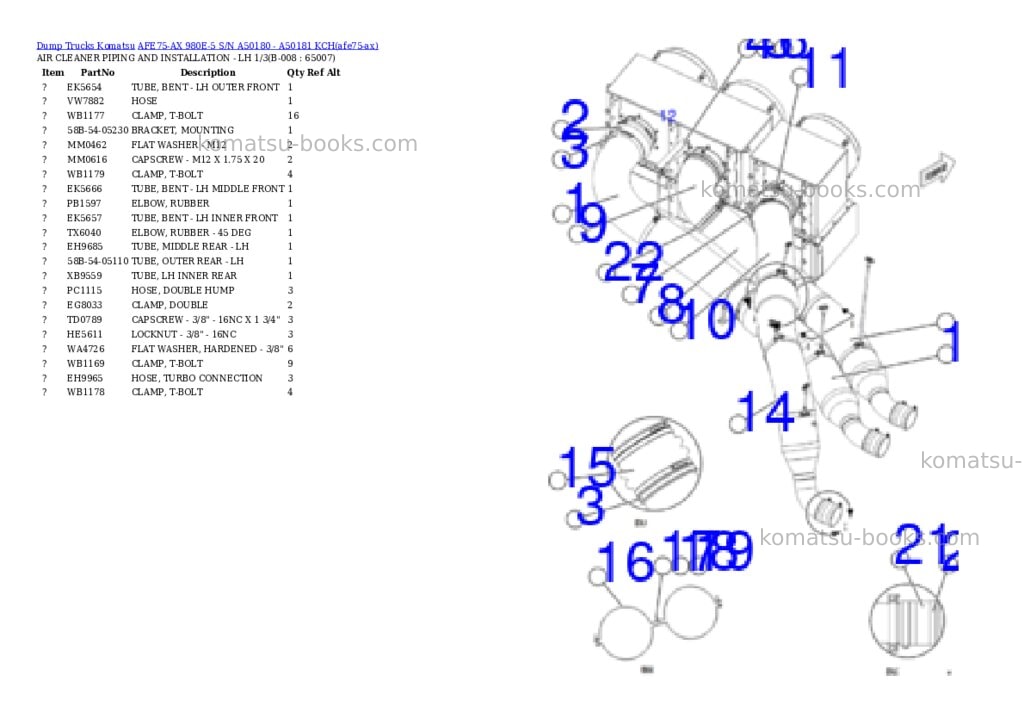 Komatsu AFE75-AX 980E-5 S/N A50180 - A50181 KCH Parts catalog cover Page 5