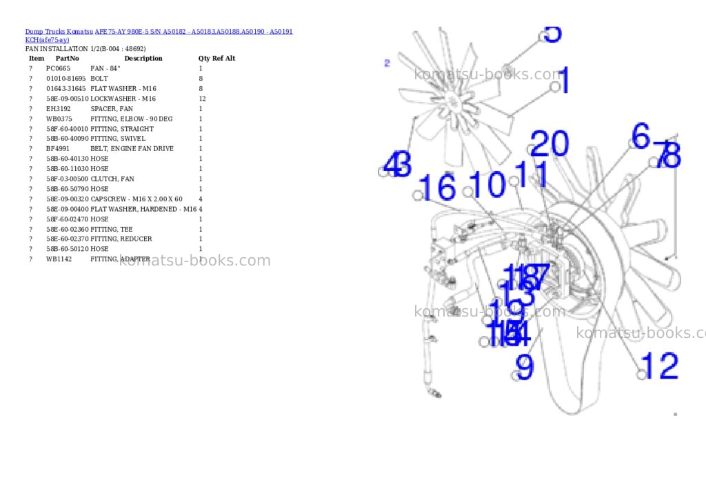 Komatsu AFE75-AY 980E-5 S/N A50182 - A50183,A50188,A50190 - A50191 KCH Parts catalog cover Page 2 Komatsu AFE75-AY 980E-5 S/N A50182 - A50183,A50188,A50190 - A50191 KCH Parts catalog cover Page 2
