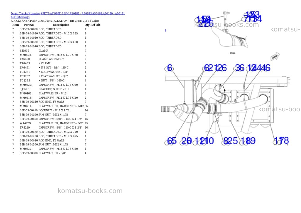 Komatsu AFE75-AY 980E-5 S/N A50182 - A50183,A50188,A50190 - A50191 KCH Parts catalog cover Page 9 Komatsu AFE75-AY 980E-5 S/N A50182 - A50183,A50188,A50190 - A50191 KCH Parts catalog cover Page 9