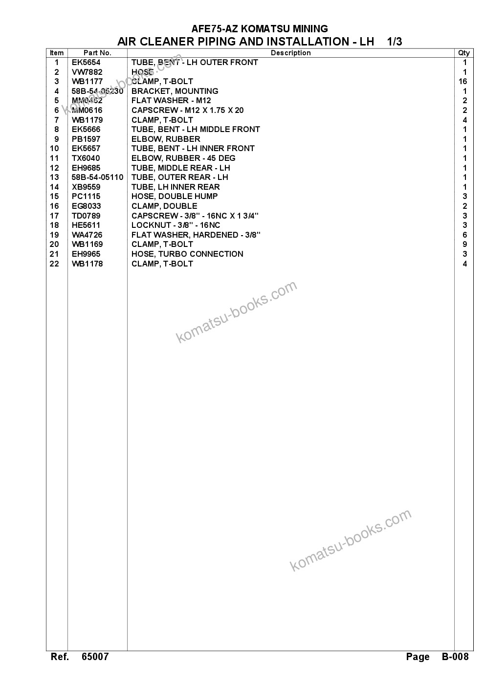 Komatsu AFE75-AZ 980E-5 S/N A50184,A50189,A50197 - A50199,A50201 - A50202,A50205 - A50212,A50214 - A50220 SMS Parts catalog cover Page 10