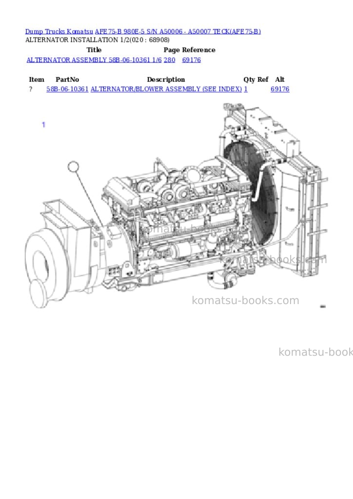 Komatsu afe75-b 980e-5 s/n a50006 - a50007 teck Parts catalog cover Page 10 Komatsu afe75-b 980e-5 s/n a50006 - a50007 teck Parts catalog cover Page 10