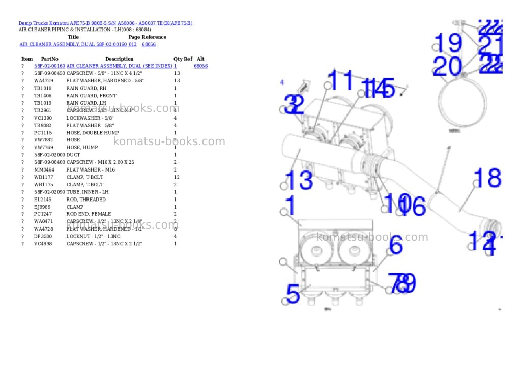 Komatsu afe75-b 980e-5 s/n a50006 - a50007 teck Parts catalog cover Page 4 Komatsu afe75-b 980e-5 s/n a50006 - a50007 teck Parts catalog cover Page 4