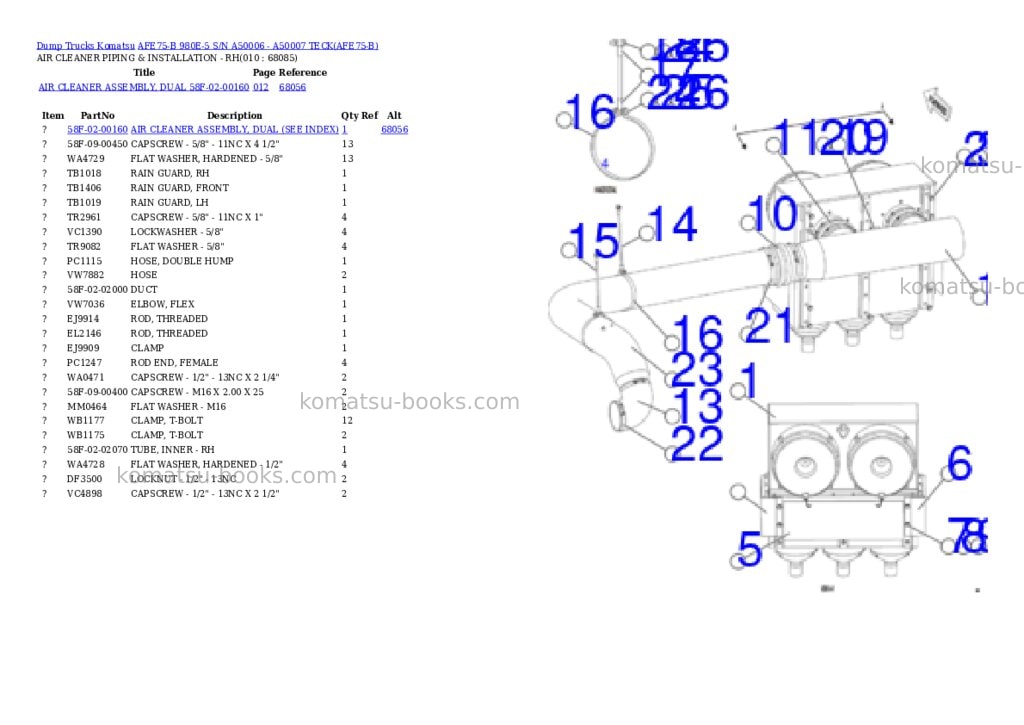 Komatsu afe75-b 980e-5 s/n a50006 - a50007 teck Parts catalog cover Page 5 Komatsu afe75-b 980e-5 s/n a50006 - a50007 teck Parts catalog cover Page 5