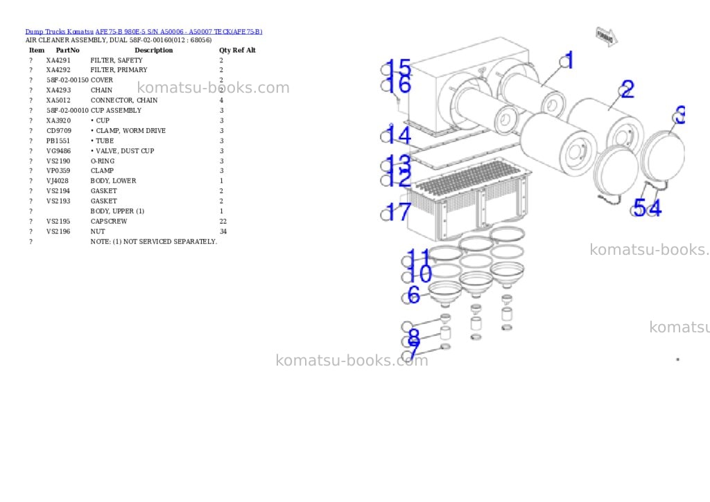 Komatsu afe75-b 980e-5 s/n a50006 - a50007 teck Parts catalog cover Page 6 Komatsu afe75-b 980e-5 s/n a50006 - a50007 teck Parts catalog cover Page 6