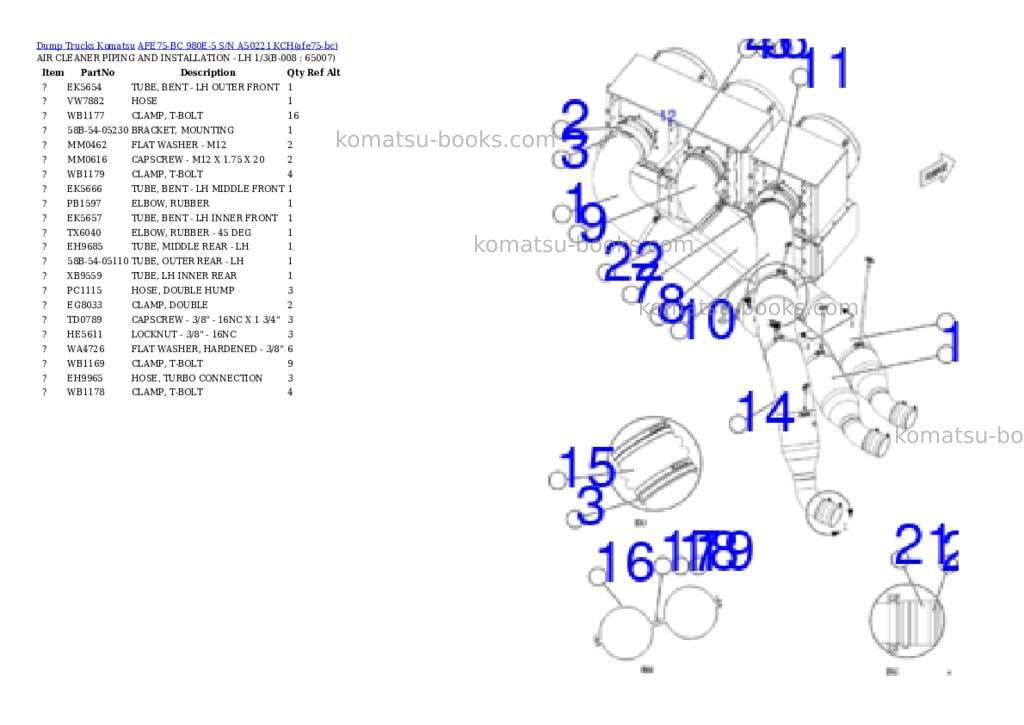 Komatsu AFE75-BC 980E-5 S/N A50221 KCH Parts catalog cover Page 4 Komatsu AFE75-BC 980E-5 S/N A50221 KCH Parts catalog cover Page 4