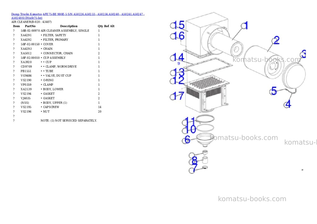 Komatsu AFE75-BE 980E-5 S/N A50226,A50233 - A50234,A50240 - A50241,A50247 - A50248 KCH Parts catalog cover Page 10