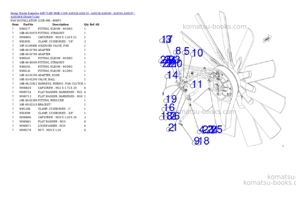 Komatsu AFE75-BE 980E-5 S/N A50226,A50233 - A50234,A50240 - A50241,A50247 - A50248 KCH Parts catalog cover Page 3