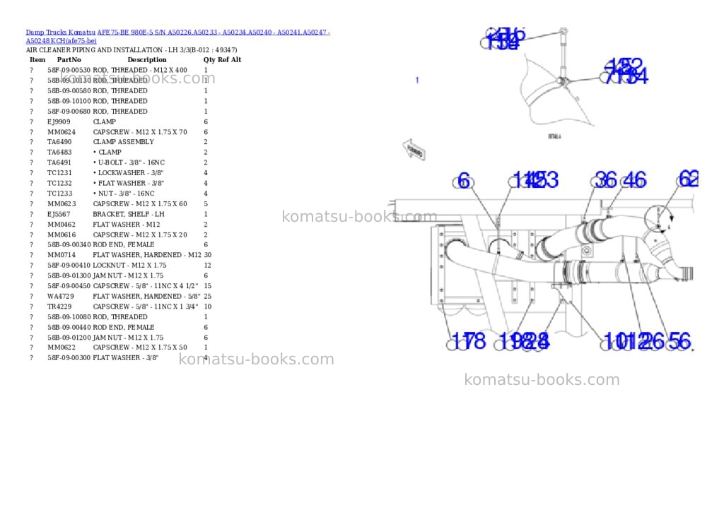 Komatsu AFE75-BE 980E-5 S/N A50226,A50233 - A50234,A50240 - A50241,A50247 - A50248 KCH Parts catalog cover Page 6