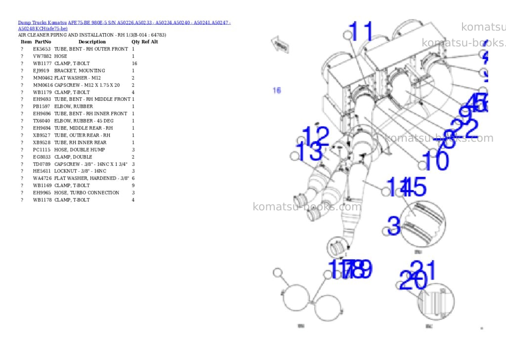 Komatsu AFE75-BE 980E-5 S/N A50226,A50233 - A50234,A50240 - A50241,A50247 - A50248 KCH Parts catalog cover Page 7