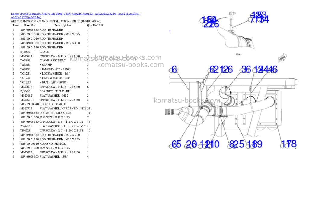 Komatsu AFE75-BE 980E-5 S/N A50226,A50233 - A50234,A50240 - A50241,A50247 - A50248 KCH Parts catalog cover Page 9