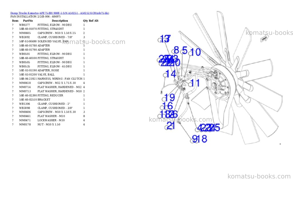 Komatsu AFE75-BH 980E-5 S/N A50251 - A50252 KCH Parts catalog cover Page 3