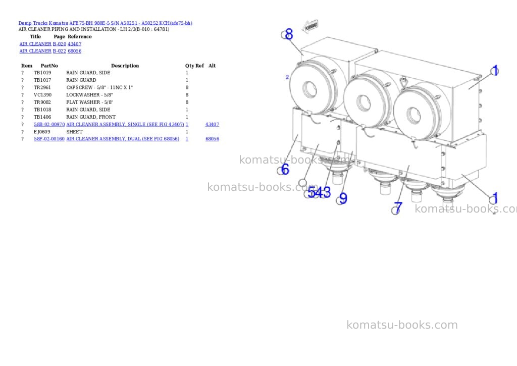 Komatsu AFE75-BH 980E-5 S/N A50251 - A50252 KCH Parts catalog cover Page 5