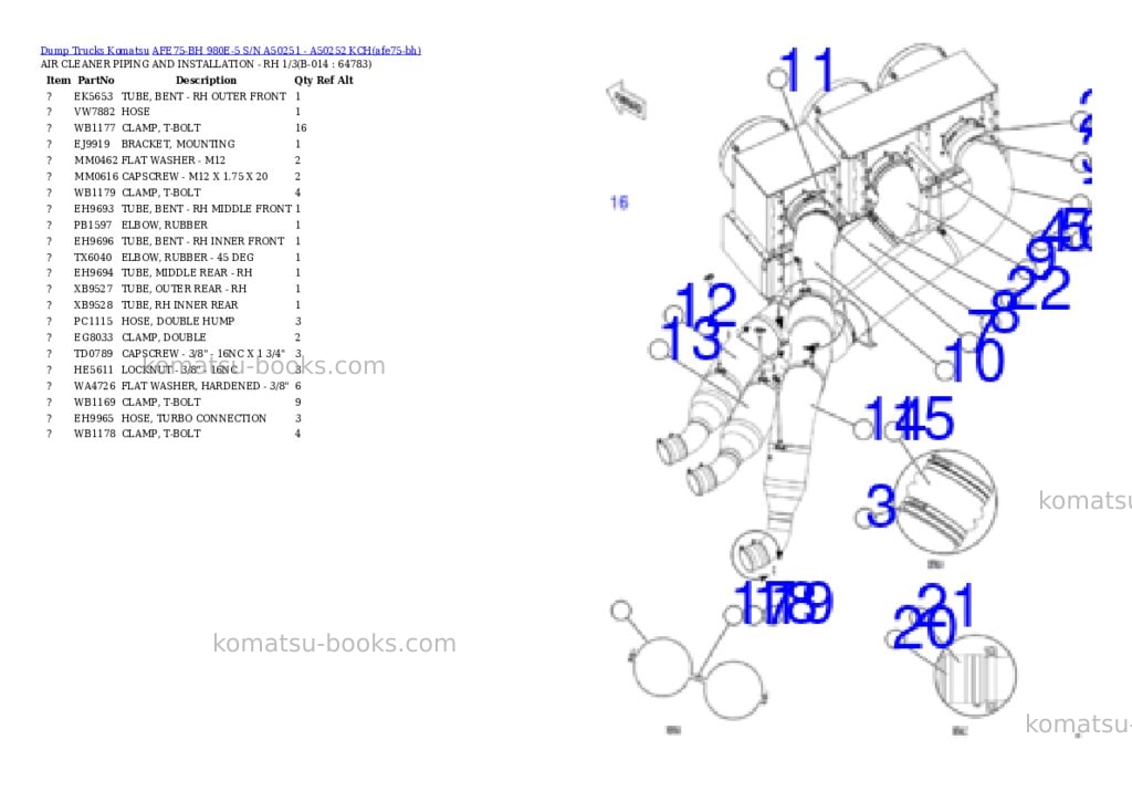 Komatsu AFE75-BH 980E-5 S/N A50251 - A50252 KCH Parts catalog cover Page 7