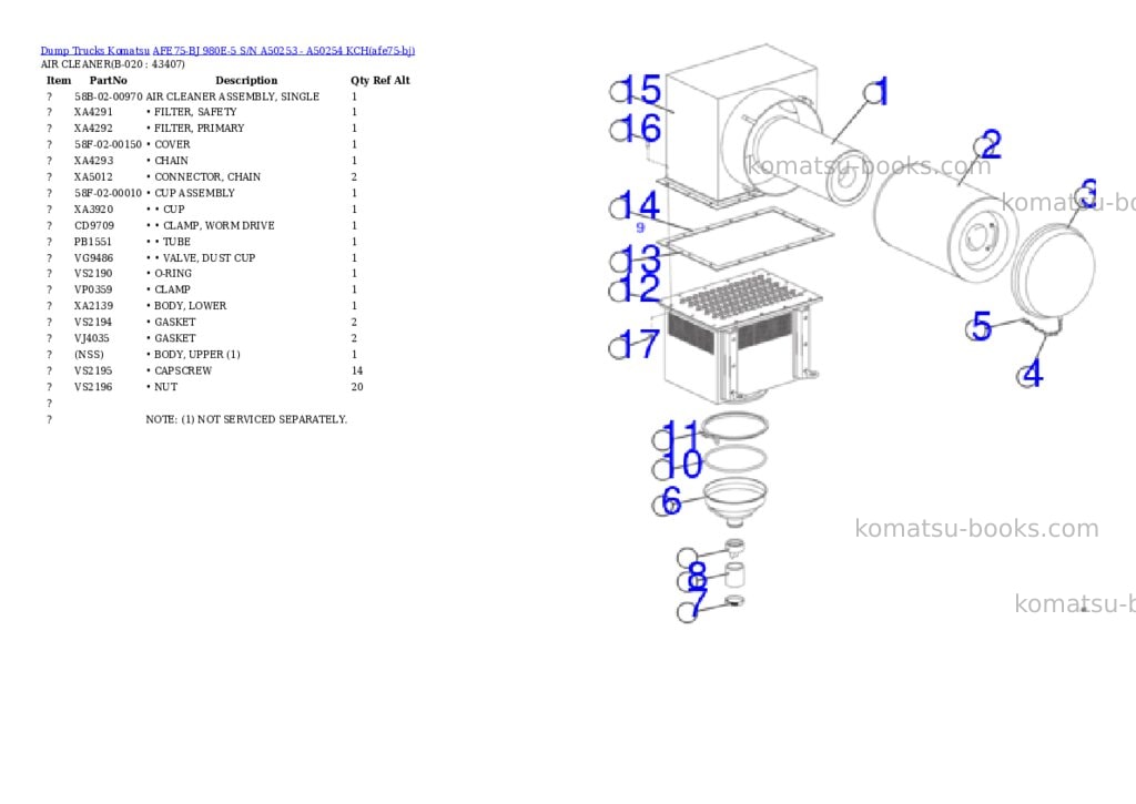Komatsu AFE75-BJ 980E-5 S/N A50253 - A50254 KCH Parts catalog cover Page 10