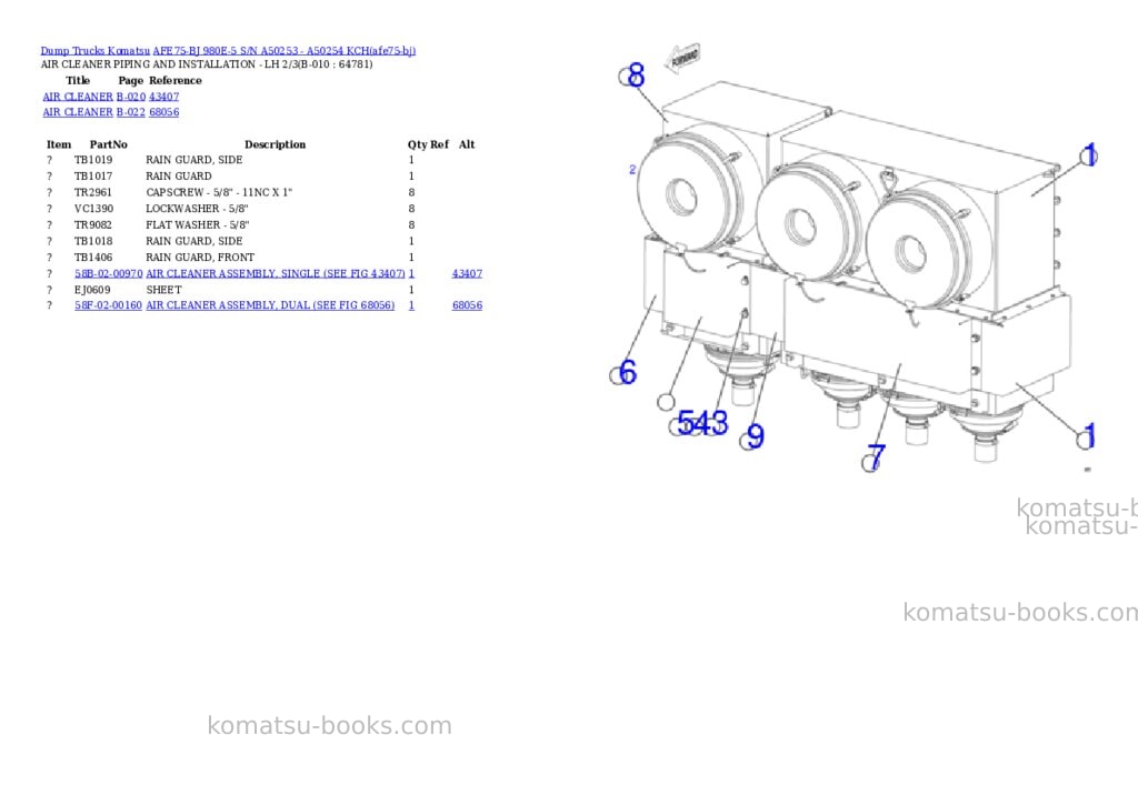 Komatsu AFE75-BJ 980E-5 S/N A50253 - A50254 KCH Parts catalog cover Page 5
