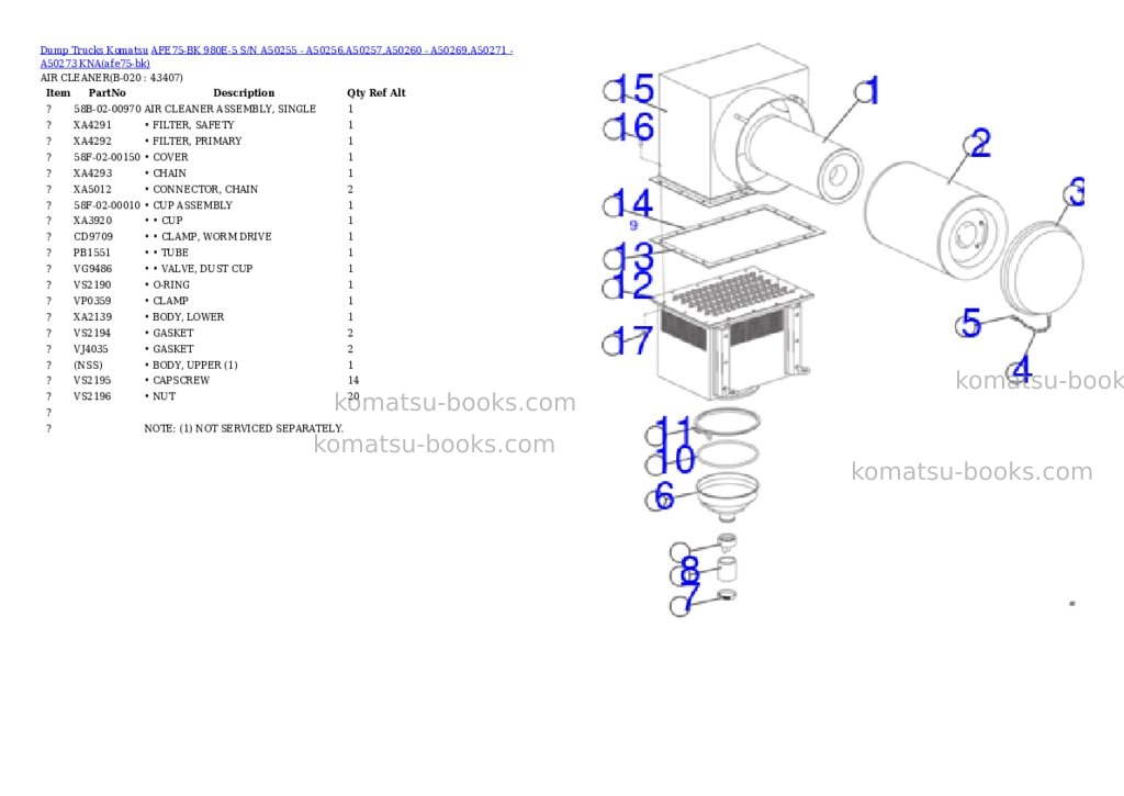 Komatsu AFE75-BK 980E-5 S/N A50255 - A50256,A50257,A50260 - A50269,A50271 - A50273 KNA Parts catalog cover Page 10 Komatsu AFE75-BK 980E-5 S/N A50255 - A50256,A50257,A50260 - A50269,A50271 - A50273 KNA Parts catalog cover Page 10