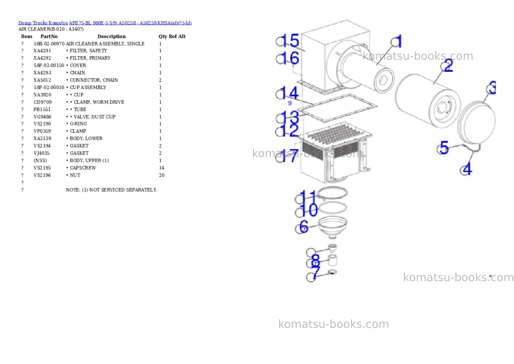 Komatsu AFE75-BL 980E-5 S/N A50258 - A50259 KHSA Parts catalog cover Page 10