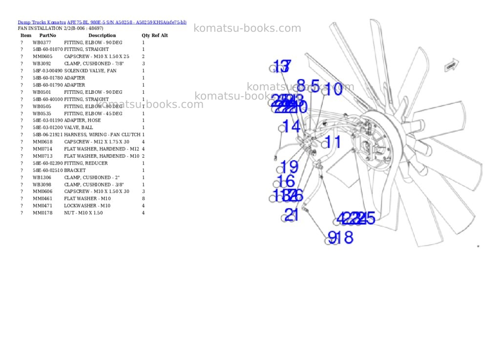 Komatsu AFE75-BL 980E-5 S/N A50258 - A50259 KHSA Parts catalog cover Page 3