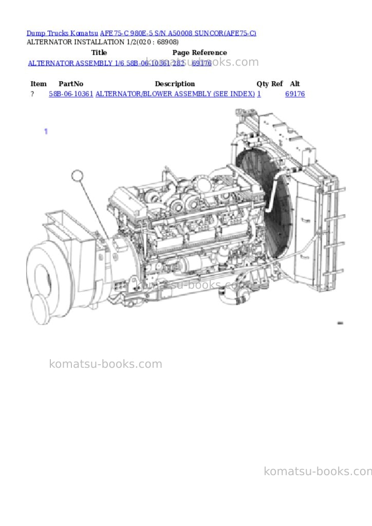 Komatsu afe75-c 980e-5 s/n a50008 suncor Parts catalog cover Page 10 Komatsu afe75-c 980e-5 s/n a50008 suncor Parts catalog cover Page 10
