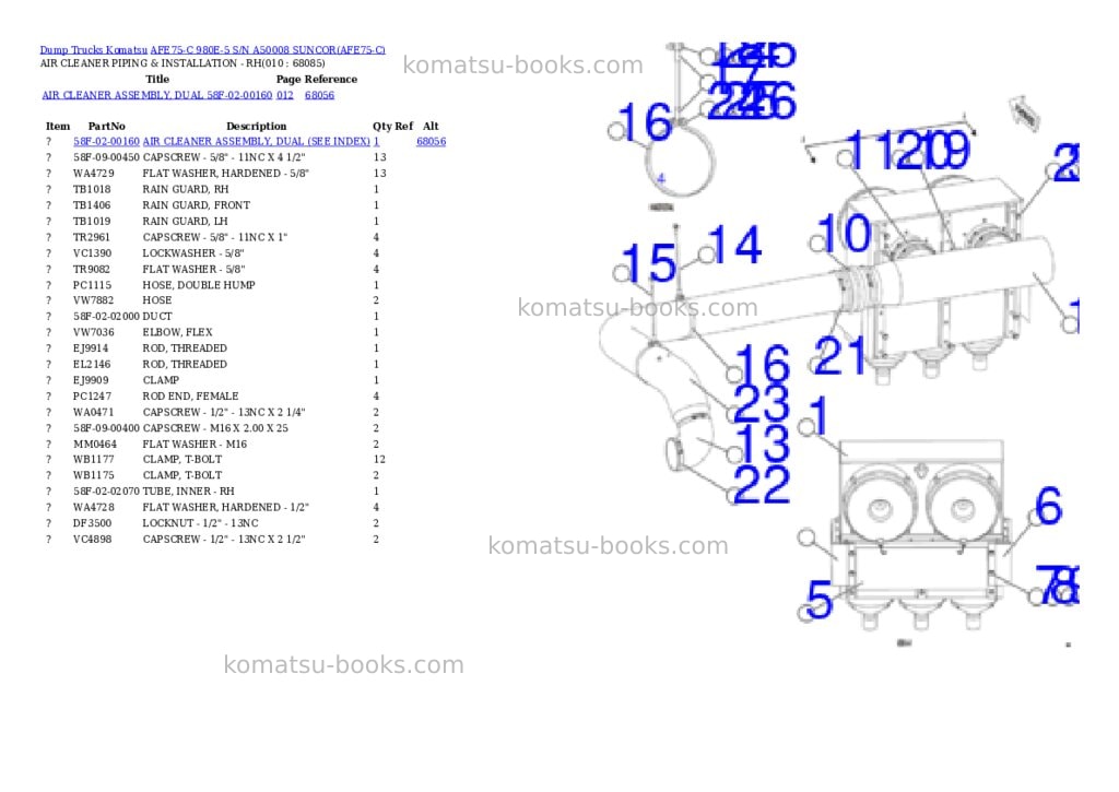 Komatsu afe75-c 980e-5 s/n a50008 suncor Parts catalog cover Page 5 Komatsu afe75-c 980e-5 s/n a50008 suncor Parts catalog cover Page 5