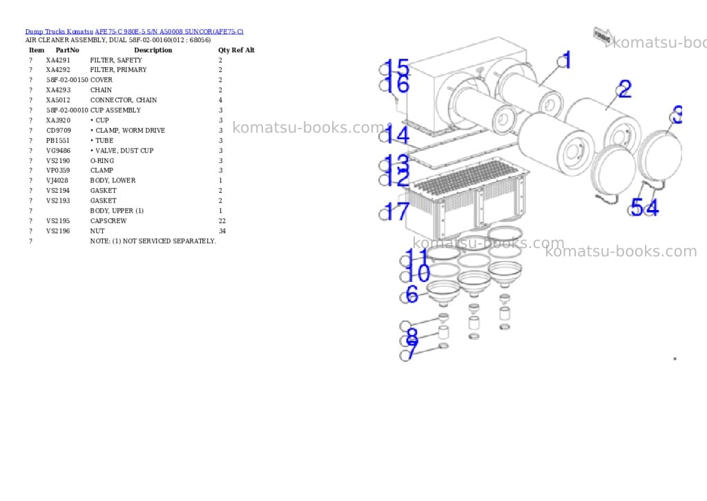 Komatsu afe75-c 980e-5 s/n a50008 suncor Parts catalog cover Page 6 Komatsu afe75-c 980e-5 s/n a50008 suncor Parts catalog cover Page 6