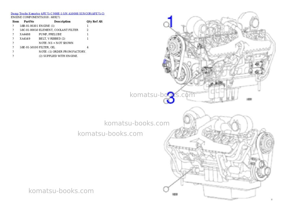 Komatsu afe75-c 980e-5 s/n a50008 suncor Parts catalog cover Page 9 Komatsu afe75-c 980e-5 s/n a50008 suncor Parts catalog cover Page 9
