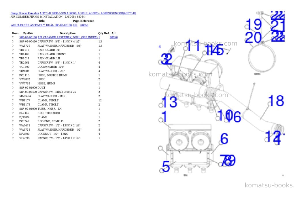 Komatsu afe75-d 980e-5 s/n a50009, a50012, a50025 - a50028 suncor Parts catalog cover Page 4