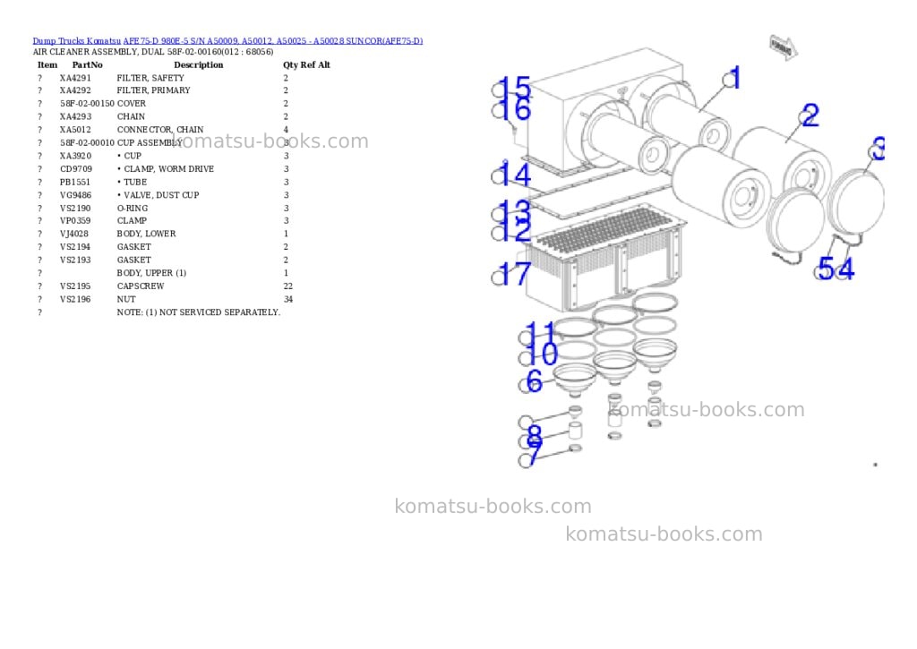 Komatsu afe75-d 980e-5 s/n a50009, a50012, a50025 - a50028 suncor Parts catalog cover Page 6