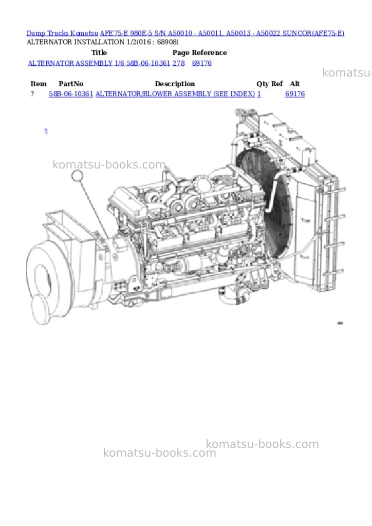 Komatsu afe75-e 980e-5 s/n a50010 - a50011, a50013 - a50022 suncor Parts catalog cover Page 8