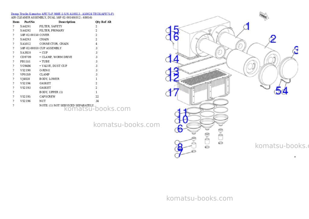 Komatsu afe75-f 980e-5 s/n a50023 - a50024 teck Parts catalog cover Page 6 Komatsu afe75-f 980e-5 s/n a50023 - a50024 teck Parts catalog cover Page 6