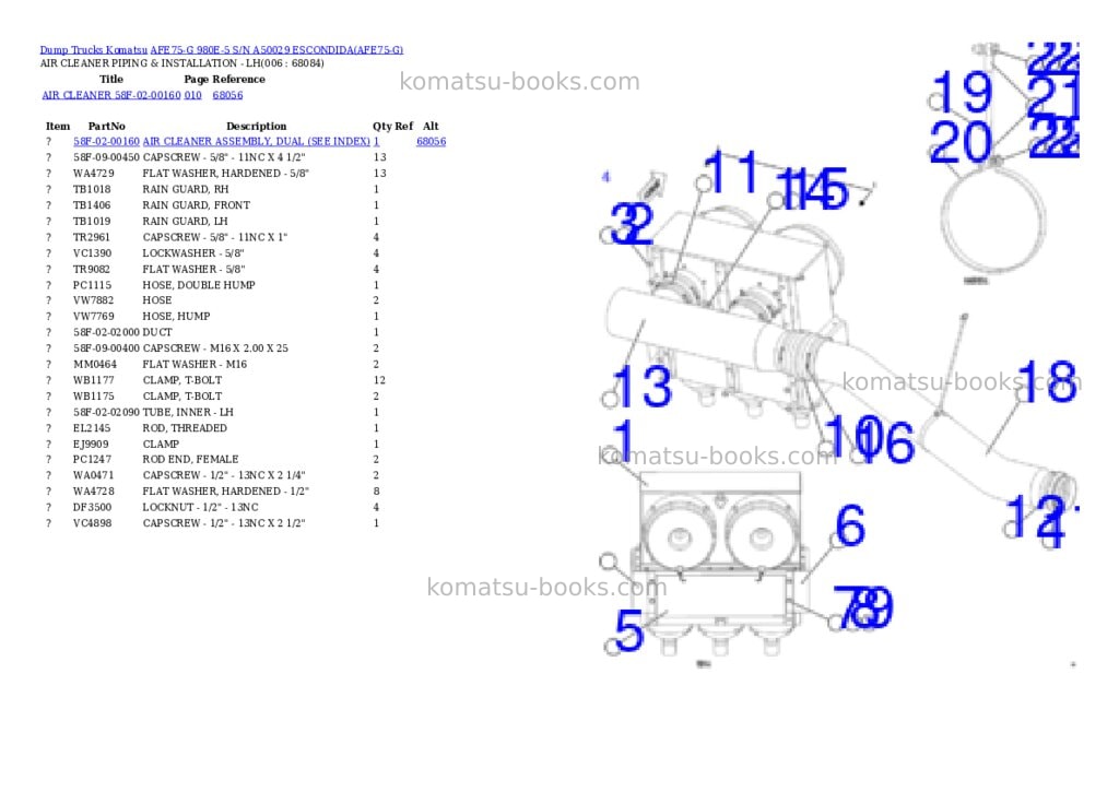 Komatsu AFE75-G 980E-5 S/N A50029 ESCONDIDA Parts catalog cover Page 3 Komatsu AFE75-G 980E-5 S/N A50029 ESCONDIDA Parts catalog cover Page 3