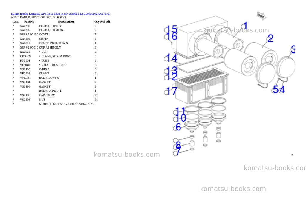 Komatsu AFE75-G 980E-5 S/N A50029 ESCONDIDA Parts catalog cover Page 5 Komatsu AFE75-G 980E-5 S/N A50029 ESCONDIDA Parts catalog cover Page 5