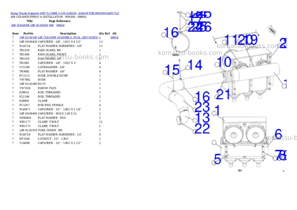 Komatsu AFE75-J 980E-5 S/N A50038 - A50039 TOROMOCHO Parts catalog cover Page 3