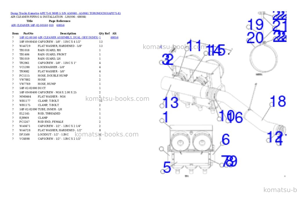Komatsu AFE75-K 980E-5 S/N A50040 - A50041 TOROMOCHO Parts catalog cover Page 3