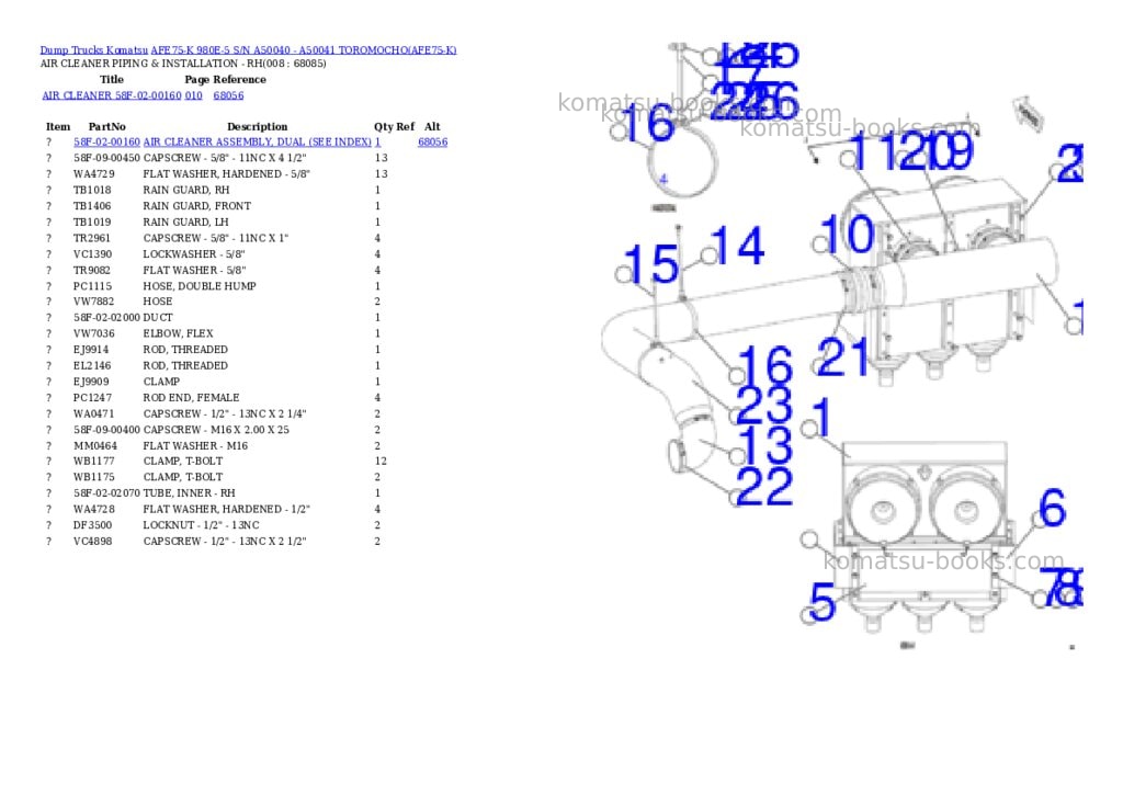 Komatsu AFE75-K 980E-5 S/N A50040 - A50041 TOROMOCHO Parts catalog cover Page 4