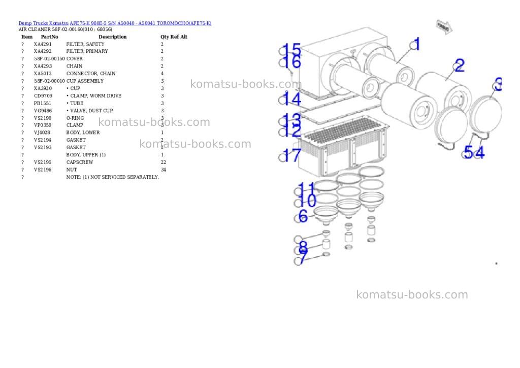 Komatsu AFE75-K 980E-5 S/N A50040 - A50041 TOROMOCHO Parts catalog cover Page 5