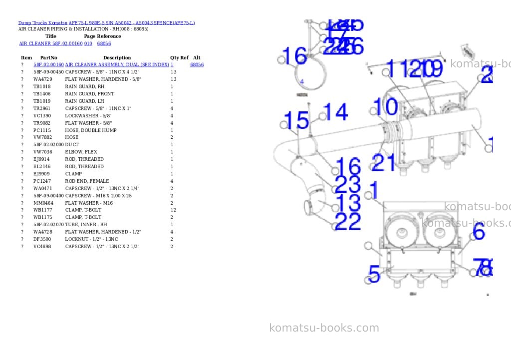 Komatsu AFE75-L 980E-5 S/N A50042 - A50043 SPENCE Parts catalog cover Page 4 Komatsu AFE75-L 980E-5 S/N A50042 - A50043 SPENCE Parts catalog cover Page 4
