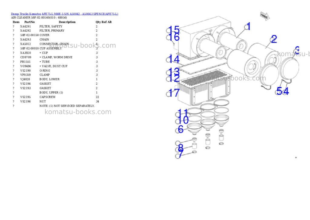 Komatsu AFE75-L 980E-5 S/N A50042 - A50043 SPENCE Parts catalog cover Page 5 Komatsu AFE75-L 980E-5 S/N A50042 - A50043 SPENCE Parts catalog cover Page 5