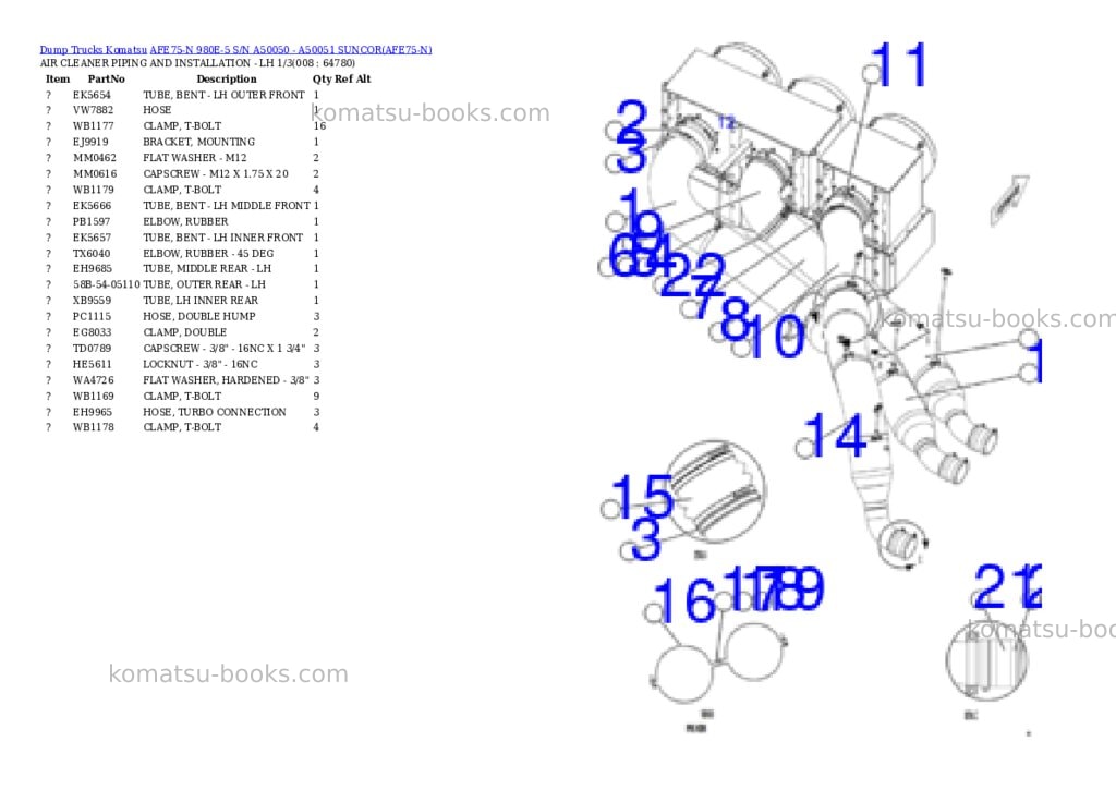 Komatsu AFE75-N 980E-5 S/N A50050 - A50051 SUNCOR Parts catalog cover Page 4