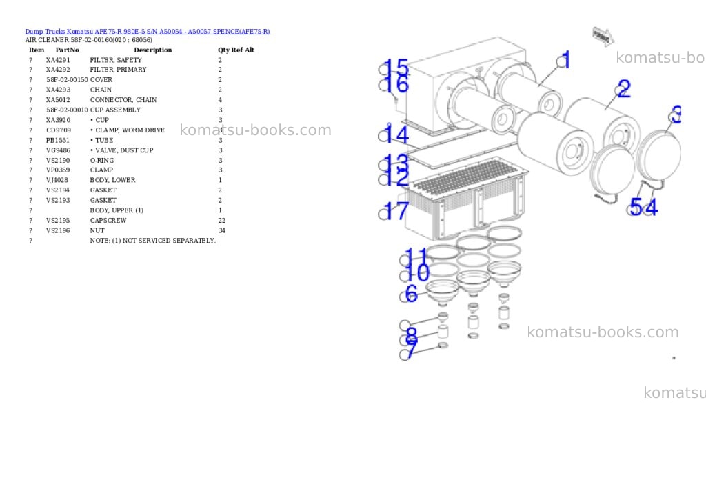 Komatsu AFE75-R 980E-5 S/N A50054 - A50057 SPENCE Parts catalog cover Page 10