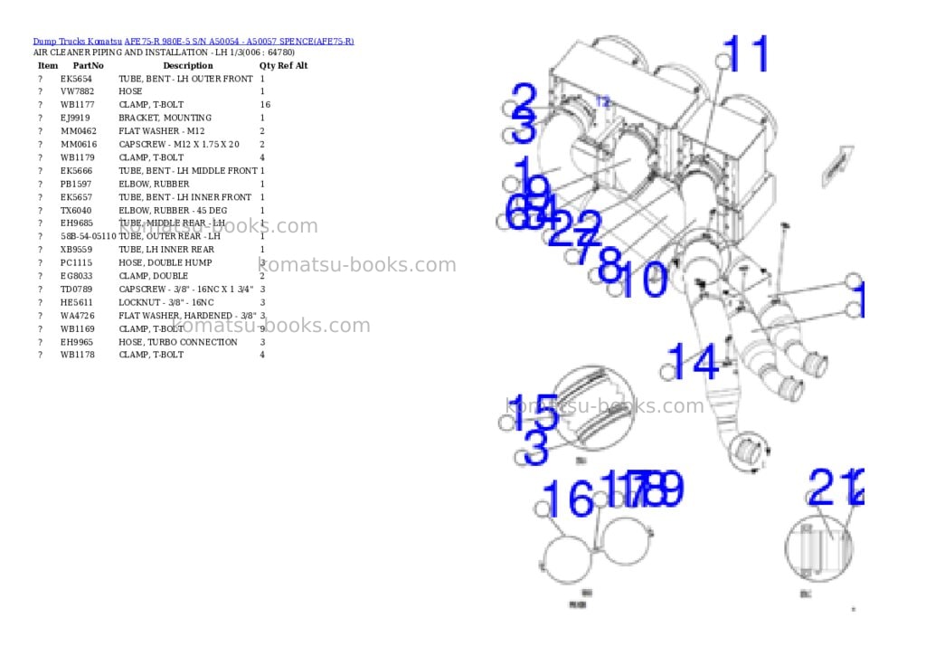Komatsu AFE75-R 980E-5 S/N A50054 - A50057 SPENCE Parts catalog cover Page 3