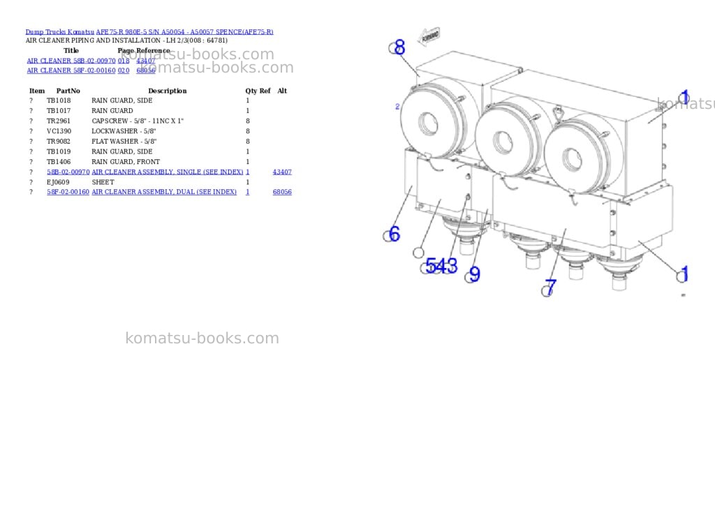 Komatsu AFE75-R 980E-5 S/N A50054 - A50057 SPENCE Parts catalog cover Page 4