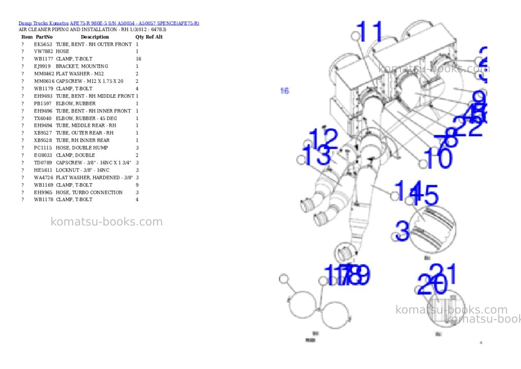 Komatsu AFE75-R 980E-5 S/N A50054 - A50057 SPENCE Parts catalog cover Page 6